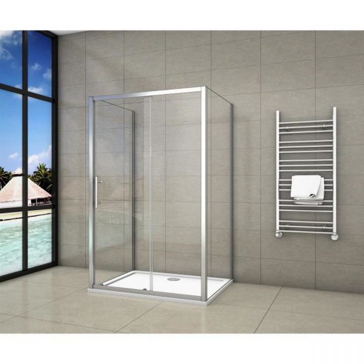 Cabine De Douche En Forme U 110X80X80X190Cm Une Porte De Douche Coulissante  + 2 Parois Latérales tout Petite Cabine De Douche 60X60