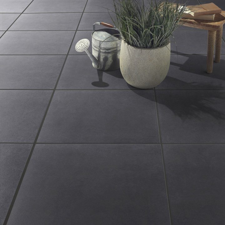 Carrelage Noir Effet Béton Jet L.45 X L.45 Cm | Carrelage dedans Carrelage Escalier Leroy Merlin