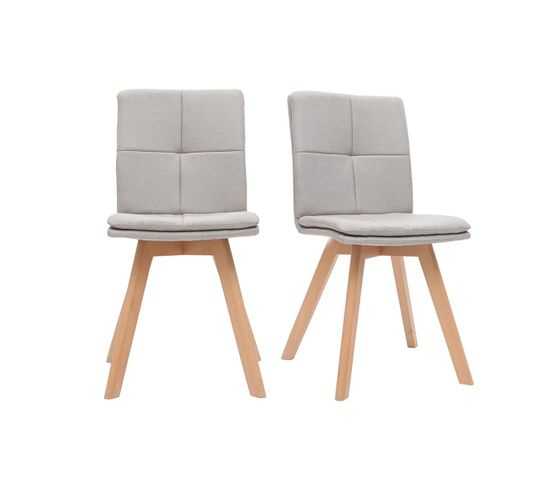 Chaises Scandinaves En Tissu Naturel Et Bois Clair (Lot De 2) Thea intérieur But Chaises