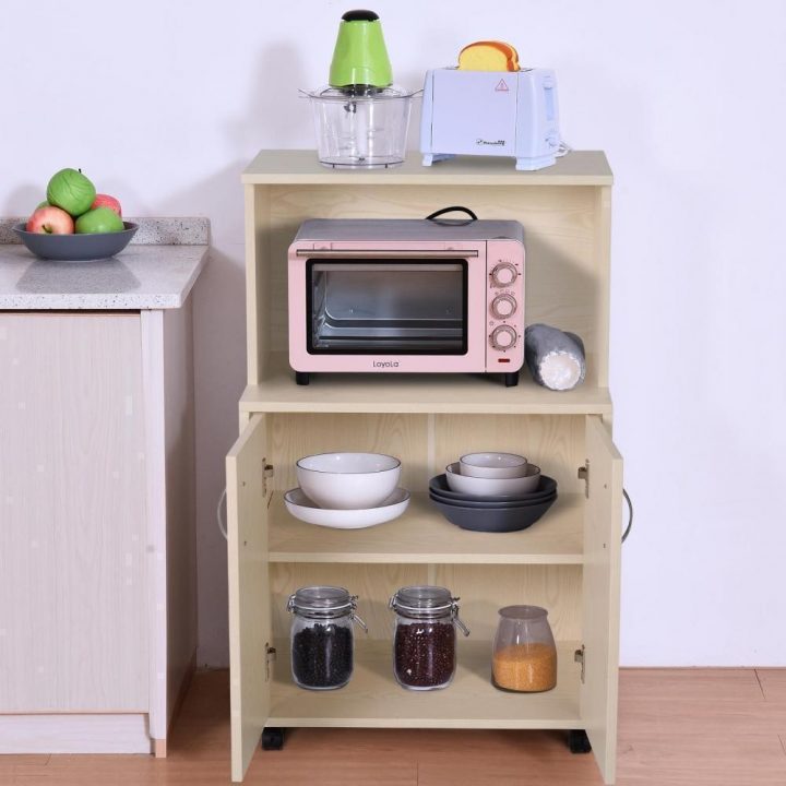 Chariot Desserte Moderne Desserte Pour Cuisine 60L X 40L X 97H Cm Niche  Micro-Ondes Blanc Cassé à Étagère Micro Onde Gifi