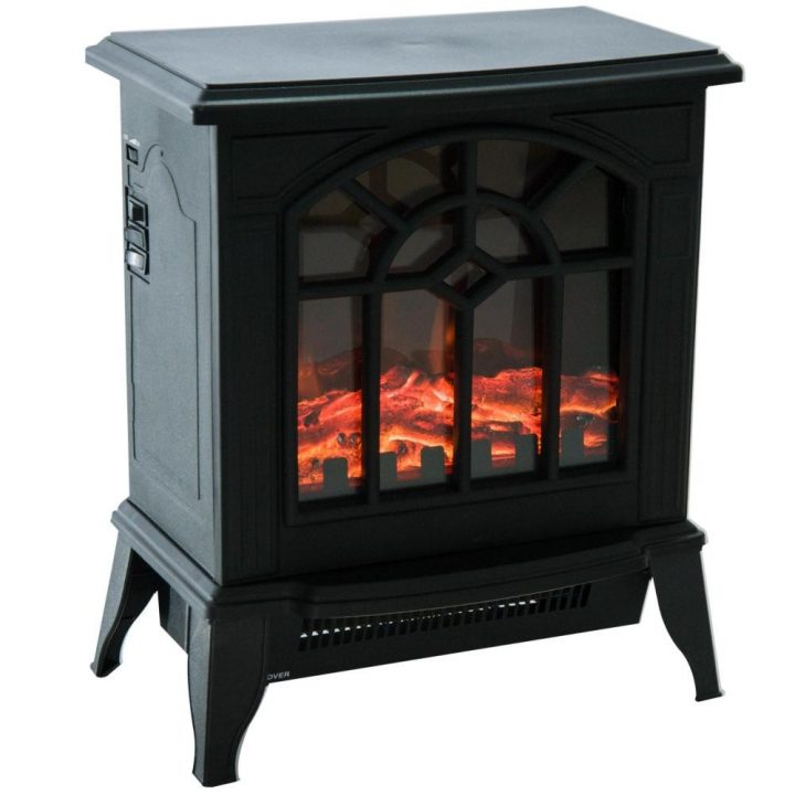 Cheminée Électrique Poêle Style Rétro 900-1800 W Simulation Flammes Led  Porte Noir avec Manteau De Cheminée Décorative Gifi