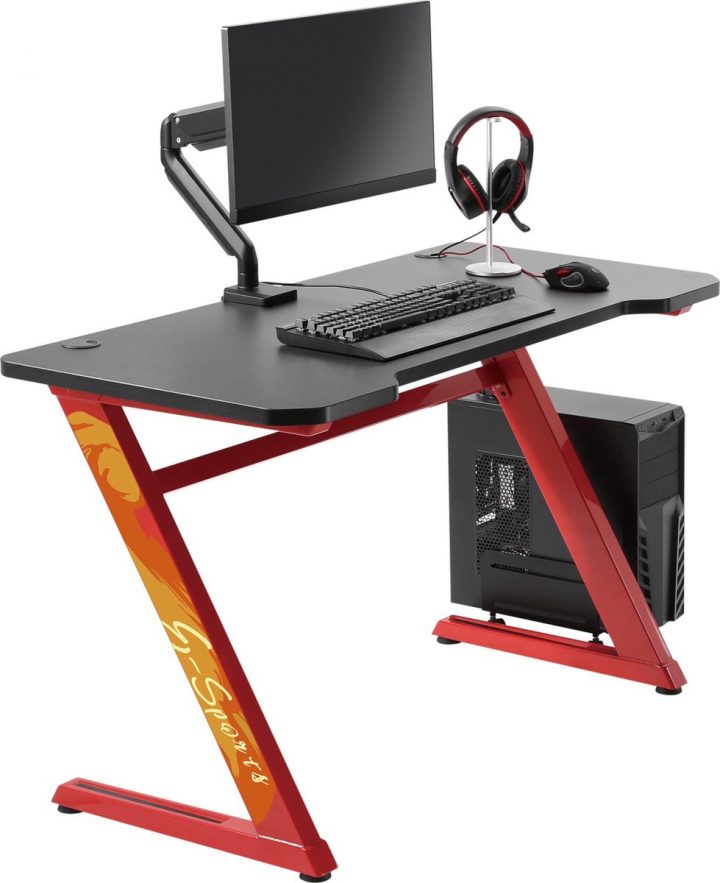 Computer Game Bureau Gaming Desk Thomas Rood Zwart Ideaal Voor Uw Game Set  Up 120 Cm X 60 Cm serapportantà Bureau Gaming 180X67Cm