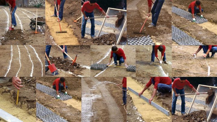 Dalles Gazon En Béton Perforé Sur Une Allée Carrossable avec Dalle Gazon Béton Brico Dépôt