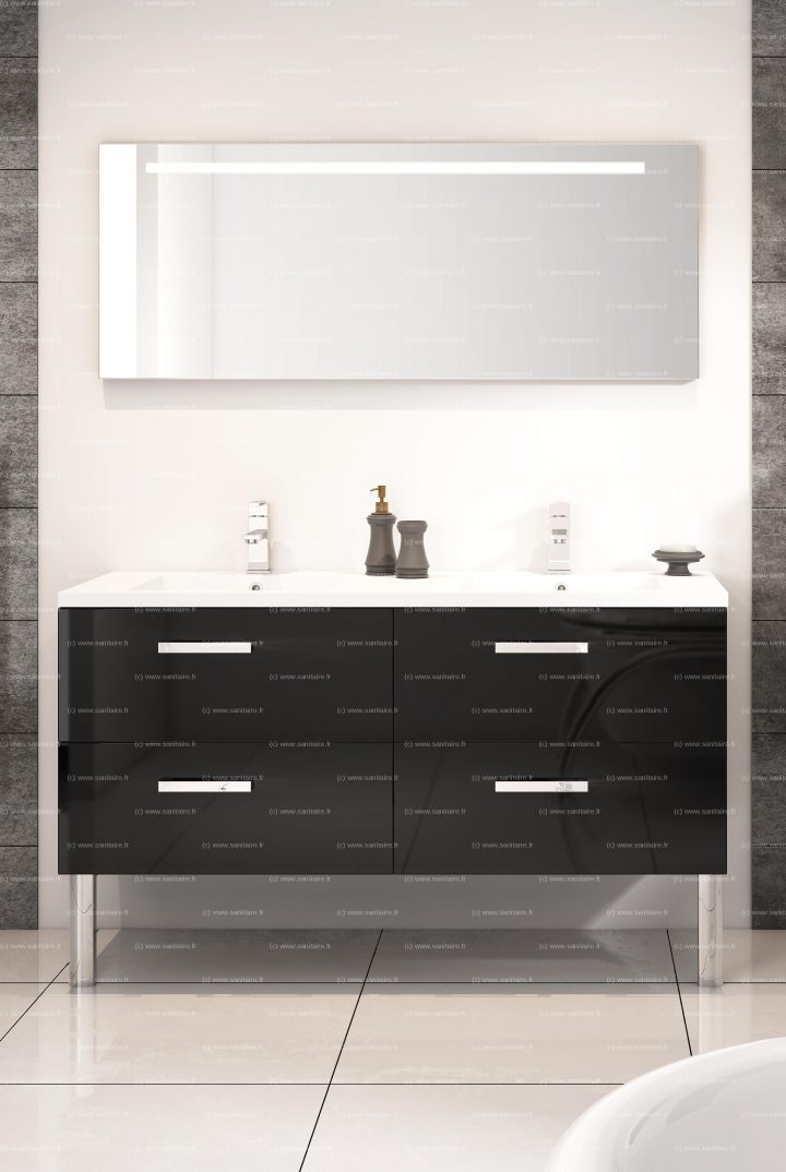 Double Vasque Salle De Bain | Meuble Double Vasque, Meuble dedans Meuble Double Vasque 140 Cm Castorama