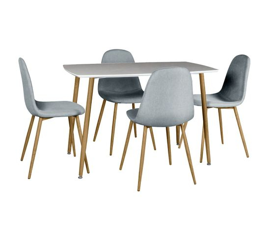 Ensemble Table + 4 Chaises Gris Clair – Winter serapportantà But Chaises