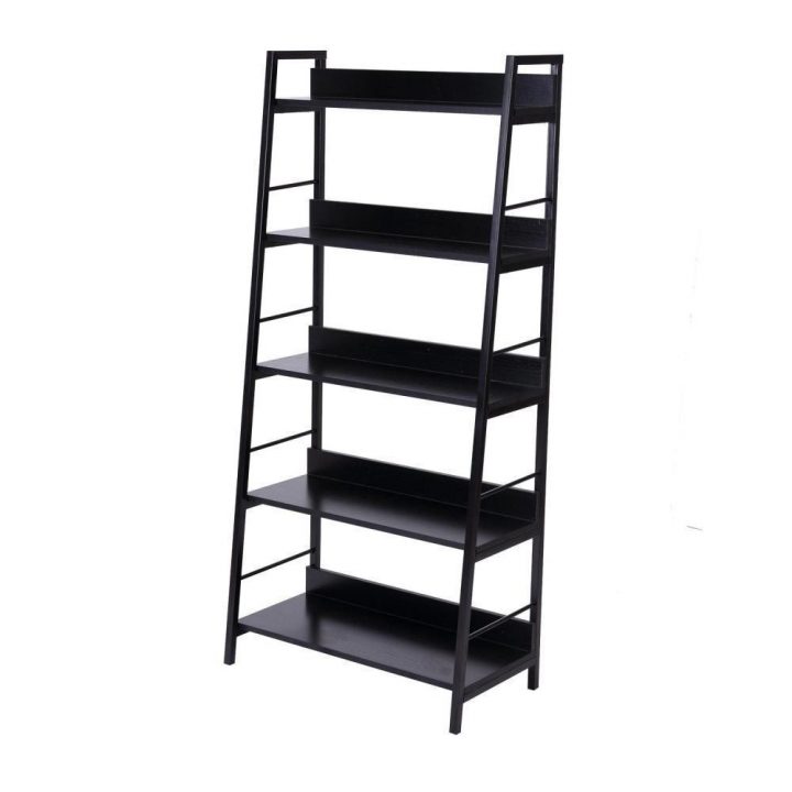 Étagère Bibliothèque Style Industriel Incliné 5 Niveaux 70L X 35L X 150H Cm  Noir tout Étagère Plastique Gifi