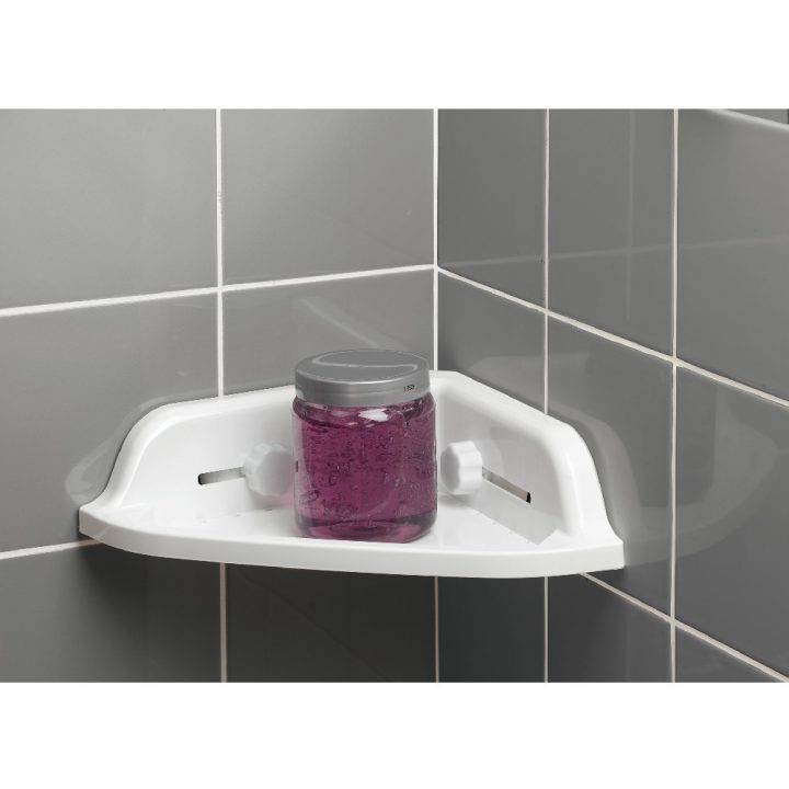 Etagère D'Angle De Douche Plastique Ventouses encequiconcerne Étagère Douche Télescopique Gifi