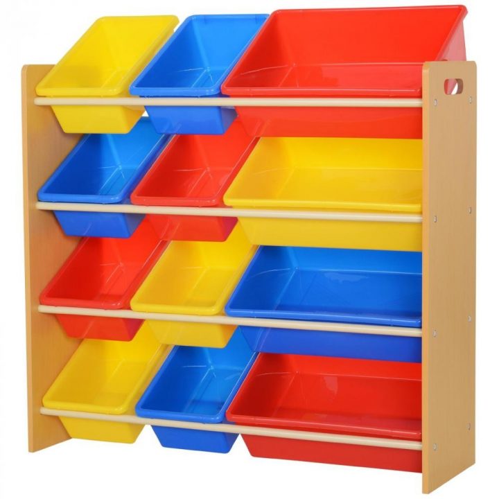 Étagère Pour Jouets Enfants Meuble De Rangement 12 Casiers Plastique  Amovibles Inclus Cadre Mdf Coloris Bois De Hêtre serapportantà Étagère Plastique Gifi