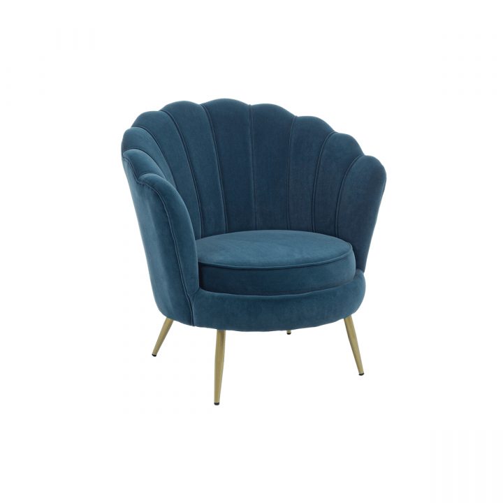 Fauteuil Corolle Giliola Bleu (Velours + Laiton) – Bizzotto à Fauteuil Bouchara