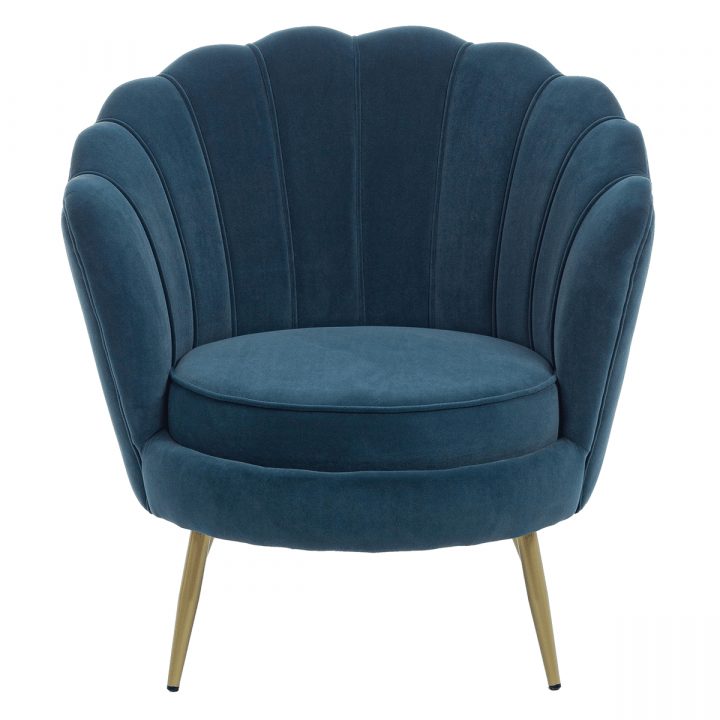 Fauteuil Corolle Giliola Bleu (Velours + Laiton) – Bizzotto dedans Bouchara Fauteuil