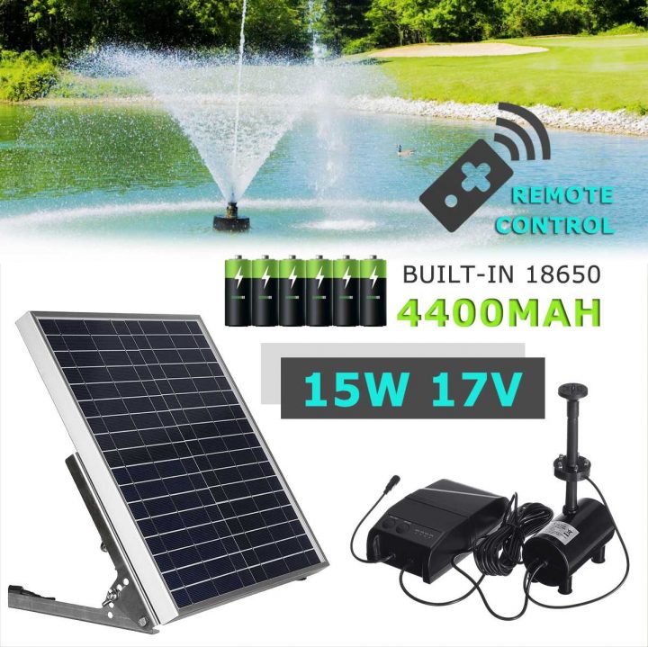 Fontaine Électrique Solaire 15W | Panneau Solaire + Pompe À Eau Sans  Balais, Kit Avec Batterie, Télécommande Pour Jardin Étang Bain D'Oiseaux destiné Pompe Bassin Solaire Castorama