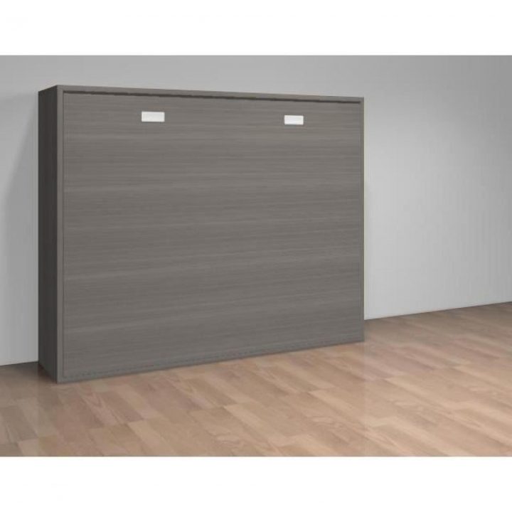 Lit Relevable Horizontal Teo 140X190 Gris Vintage serapportantà Lit Escamotable Occasion