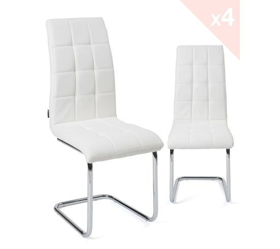 Lot 4 Chaises Simili Cuir Matelassées De Salle À Manger Maxi (Blanc) pour But Chaises