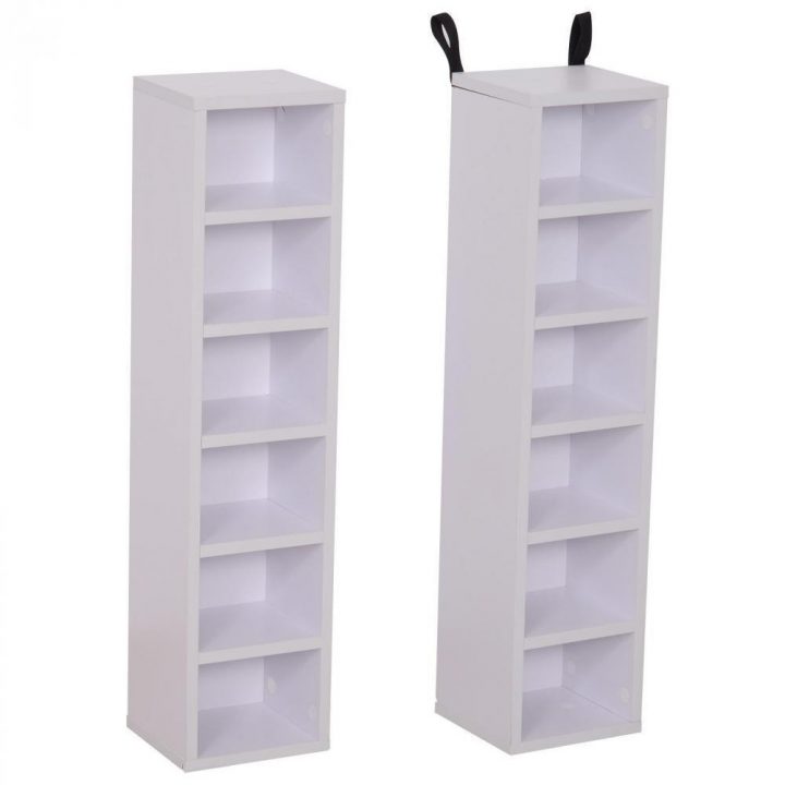 Lot De 2 Étagères Colonnes Armoire De Rangement Cd-Dvd 6 + 6 Compartiments  Dim. 21L X 19L X 88H Cm Capacité Max. 204 Cd Blanc intérieur Notice Montage Penderie Tissu Gifi