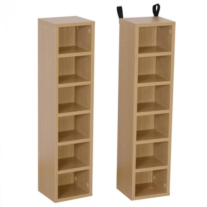 Lot De 2 Étagères Colonnes Armoire De Rangement Cd-Dvd 6 + 6 Compartiments  Dim. 21L X 19L X 88H Cm Capacité Max. 204 Cd Coloris Hêtre concernant Notice Montage Penderie Tissu Gifi