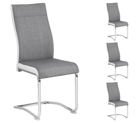 Lot De 4 Chaises Alba, En Tissu Gris Et Blanc avec But Chaises