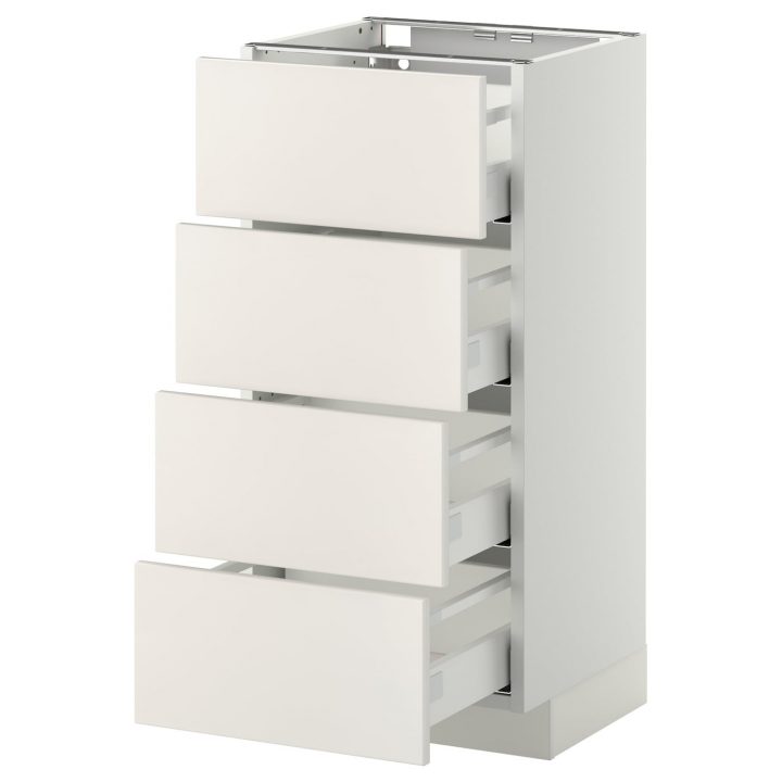 Metod / Maximera Élément Bas 4 Faces/4 Tiroirs – Blanc/Veddinge Blanc 40X37  Cm tout Meuble Cuisine 50 Cm Largeur Ikea