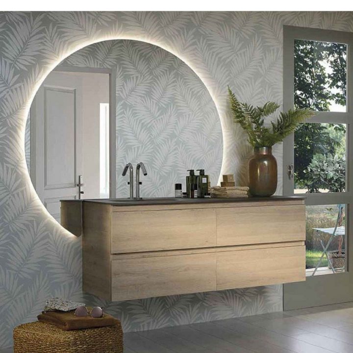 Miroir Reflet Orbe Gauche 140Cm Rétro-Éclairé 24W – Sanijura Réf. 905019 dedans Sanijura Soldes