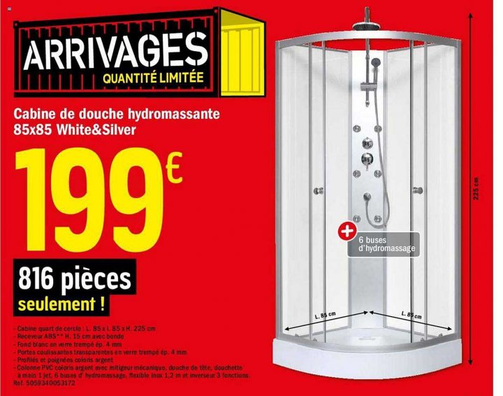 Offre Cabine De Douche Hydromassante 85X85 White&Siliver à Cabine De Douche Brico Leclerc