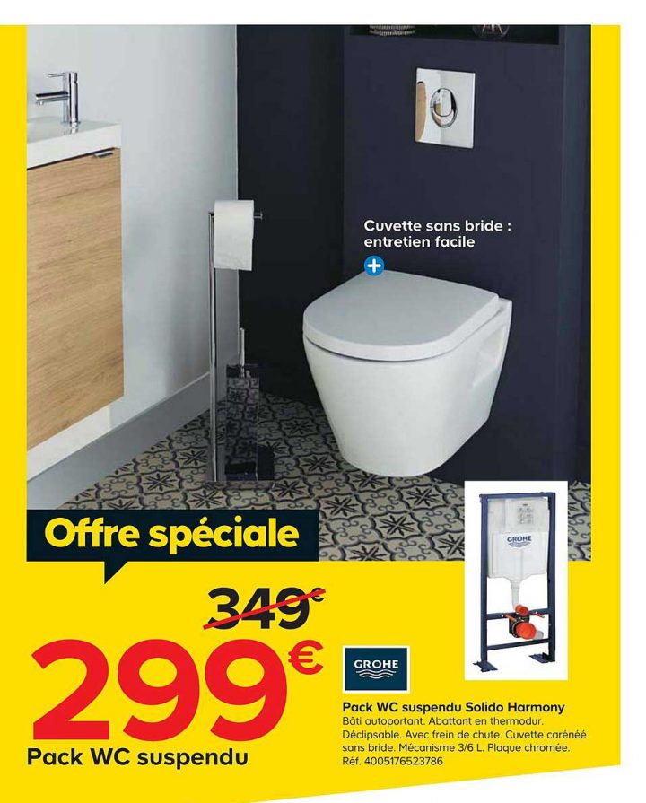 Offre Pack Wc Suspendu Solido Harmony Grohe Chez Castorama concernant Meuble Wc Suspendu Castorama