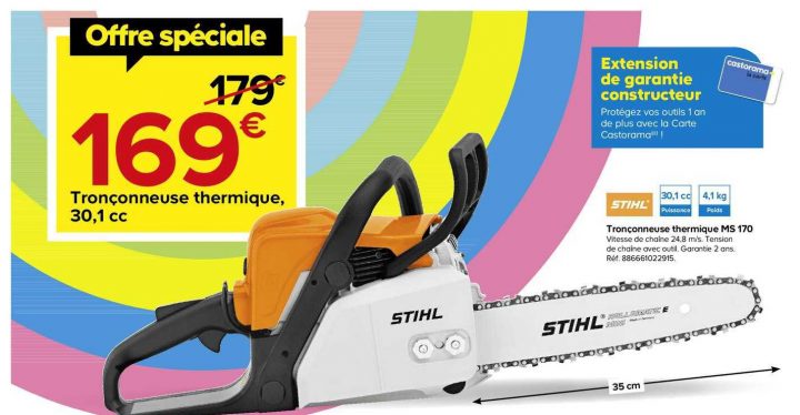 Offre Tronçonneuse Thermique Stihl Chez Castorama avec Tronçonneuse Batterie Brico Dépôt