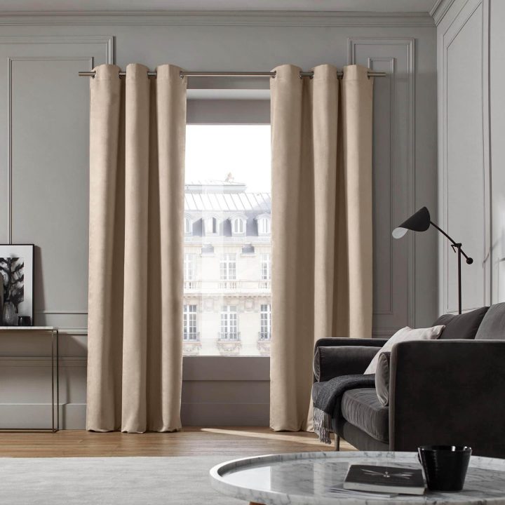 Rideau À Oeillets Montana Beige Madura intérieur Rideaux Hauteur 350 Cm