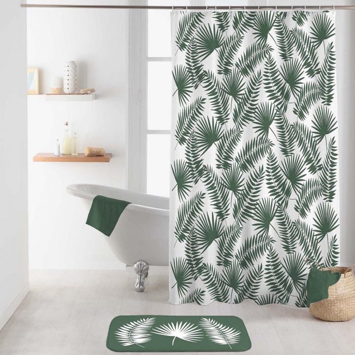 Rideau De Douche Avec Crochets Jungly intérieur Rideau À Crochet Gifi