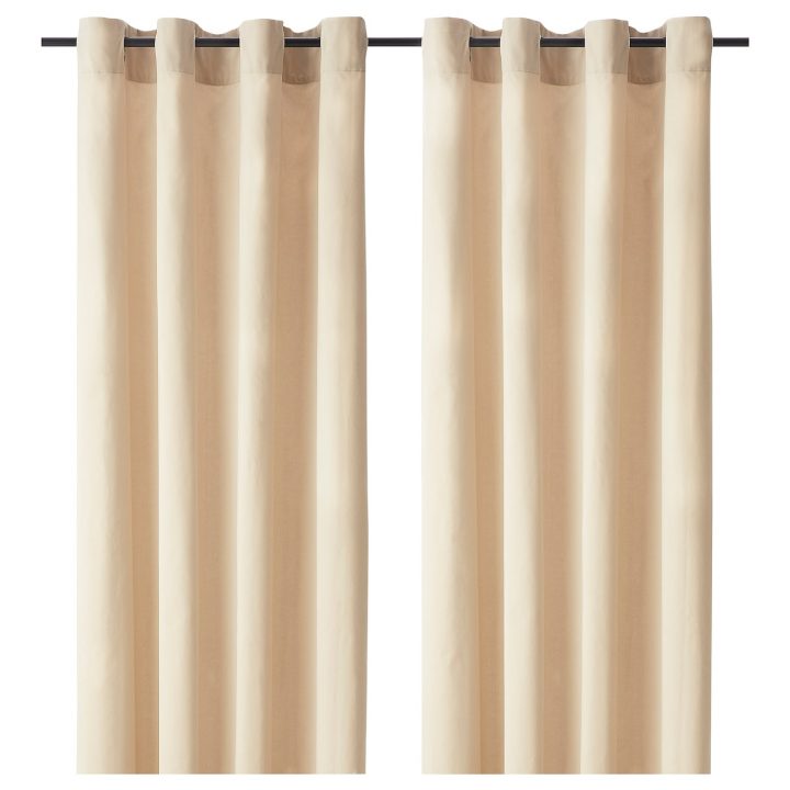 Sanela Rideaux, 2 Pièces – Beige Clair Avec Oeillets 140X300 Cm avec Ikea Rideaux