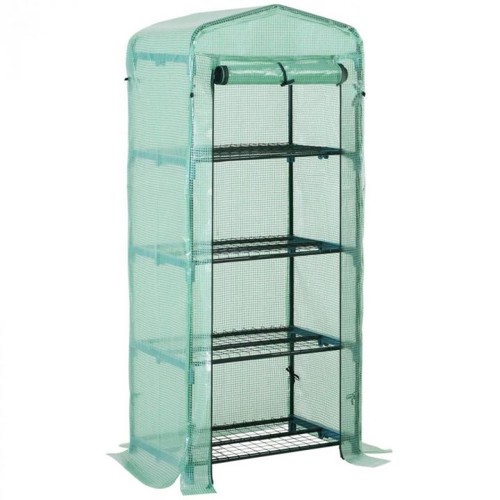 Serre De Jardin Balcon Étagère Serre 4 Niveaux 0,7L X 0,5L X 1,6H M Acier  Galvanisé Bâche Amovible Pe Haute Densité Vert tout Étagère Plastique Gifi