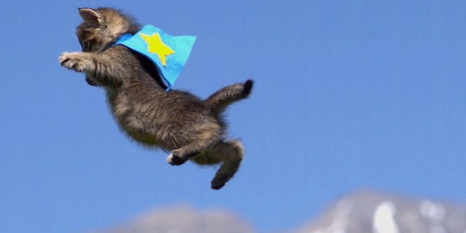 fliegende katze mit tortenkörper