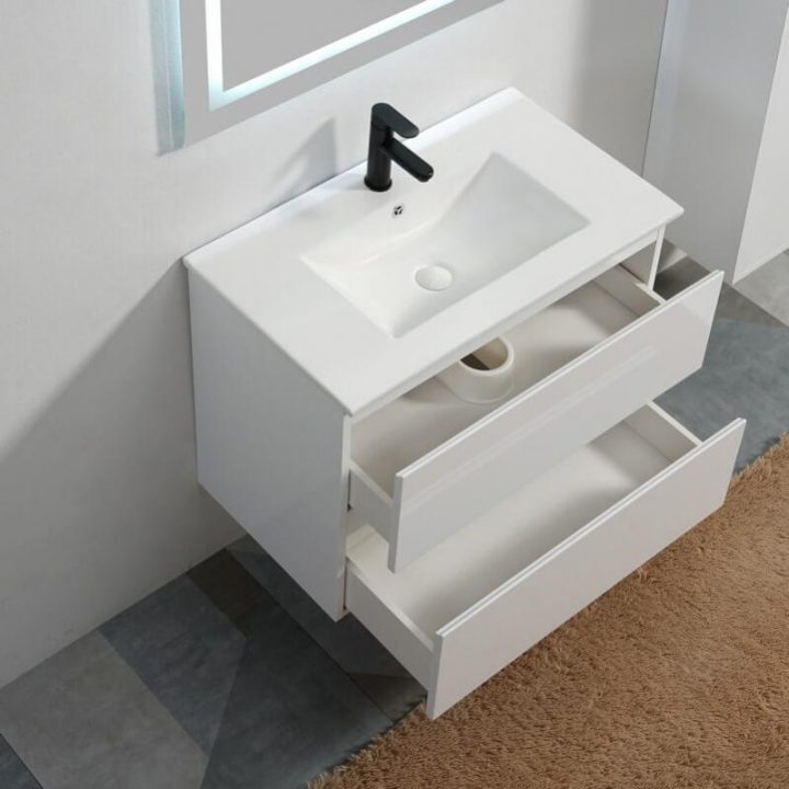 meuble rangement salle de bain blanc