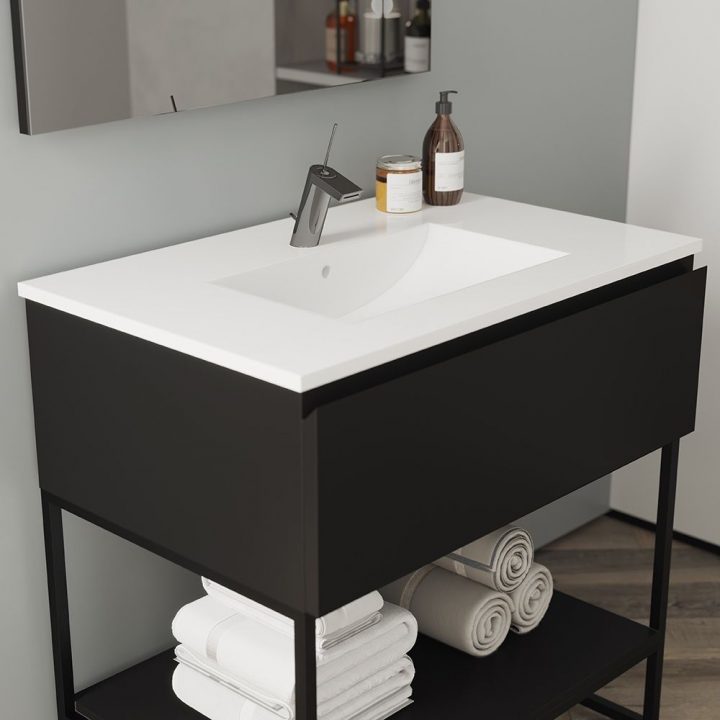 meuble salle de bain noir 80 cm