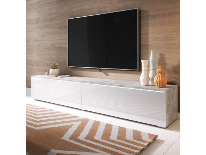 meuble tv blanc long