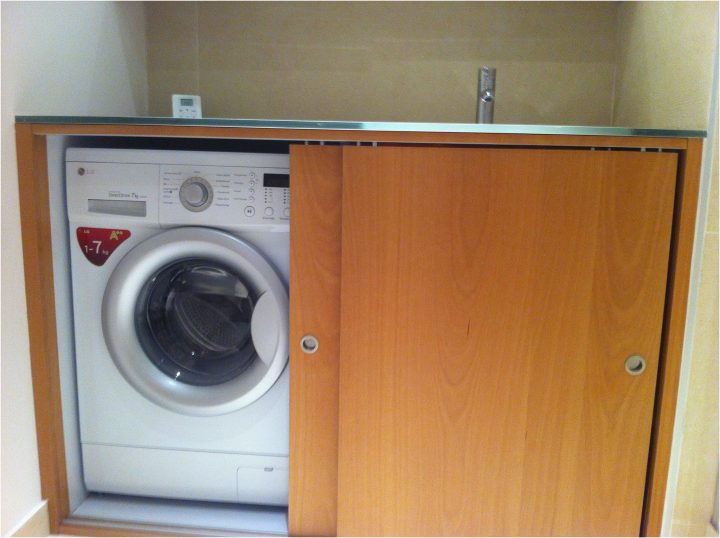 meuble machine a laver seche linge