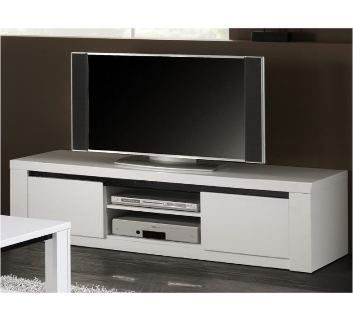 meuble tv noir et blanc laqué conforama