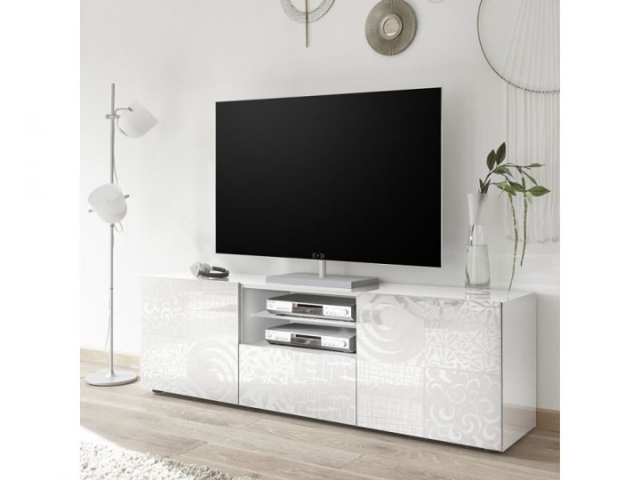 meuble tv blanc brillant