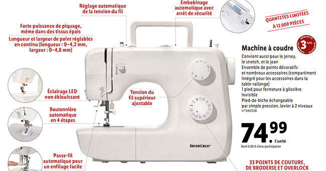 meuble machine à coudre lidl