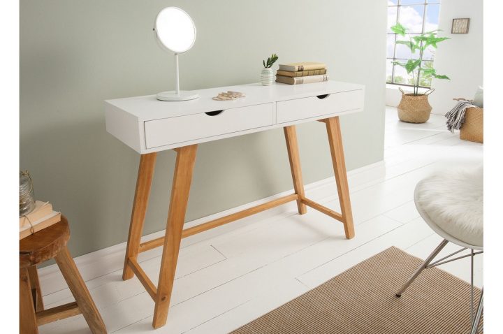 console meuble blanc et bois