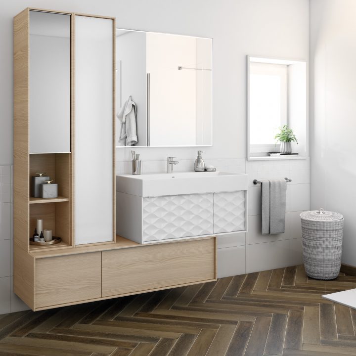 meuble salle de bain bois blanc