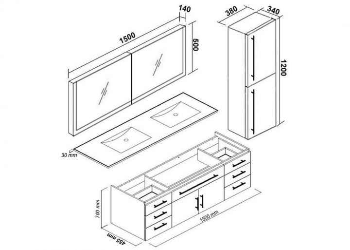 dimension meuble de salle de bain double vasque