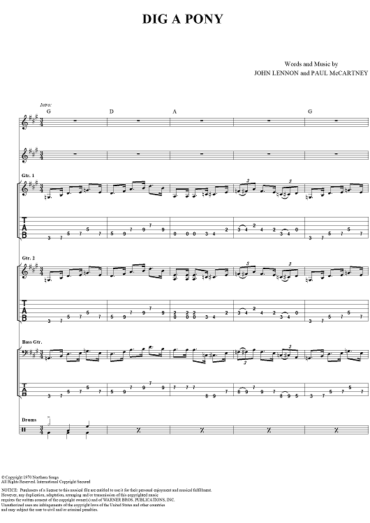 dig a pony chords