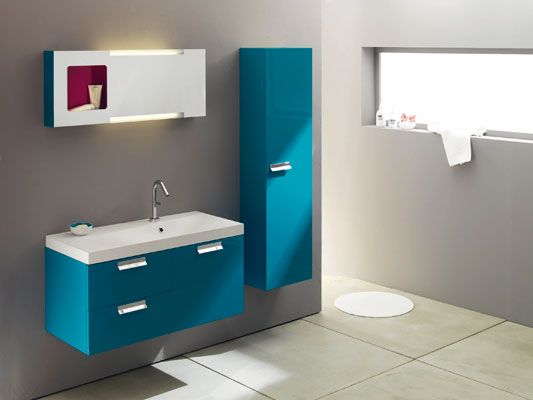 meuble salle de bain bleu canard