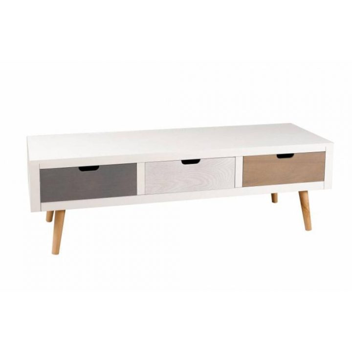 meuble tv bois et blanc scandinave