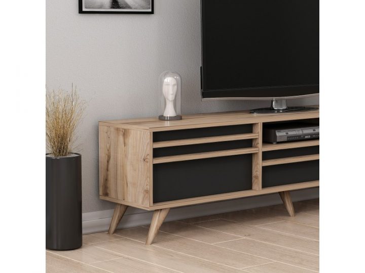 meuble tv bois et noir 180 cm