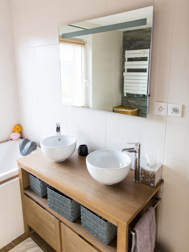 meuble salle de bain à poser au sol avec vasque