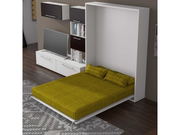 Armoire Lit Escamotable Smart-V2 Chêne Couchage 90*200 Cm dedans Lit Escamotable Conforama