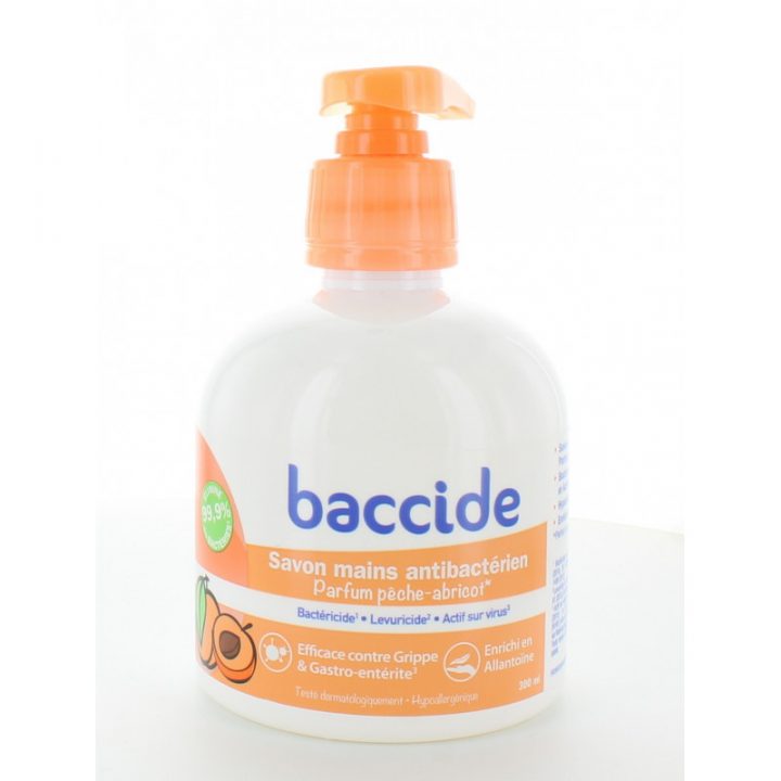 Baccide Savon Mains Antibactérien Pêche-Abricot 300Ml dedans Baccide Gel Mains Peaux Sensibles