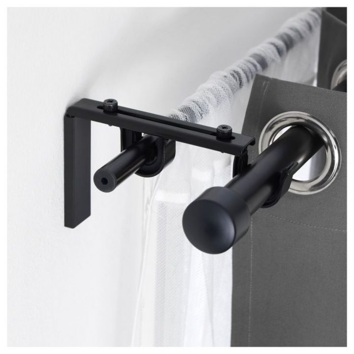 Betydlig Support De Tringle À Rideau, Noir – Ikea pour Support Tringle Double Rideau