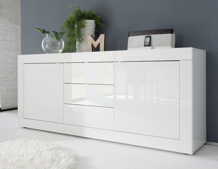 Buffet Bahut Blanc Laqué Design Kim | Buffet Conforama destiné Buffet Blanc Laque Conforama