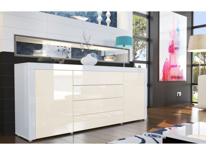 Buffet Design Laqué Blanc/Crème – Vente De Buffet, Bahut intérieur Buffet Blanc Laque Conforama